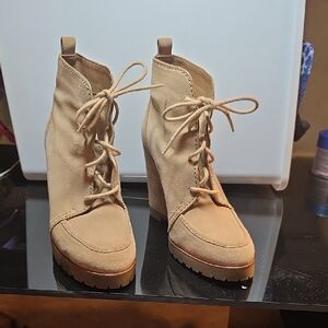 Michael Kors Tan Lace-Up Ankle Boots